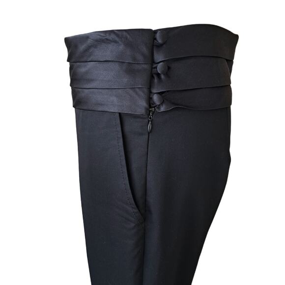 PINK TARTAN Wool Cummerbund Flare Pant Size 4 Tux Style Pleat Waist Trouser - Picture 4 of 10